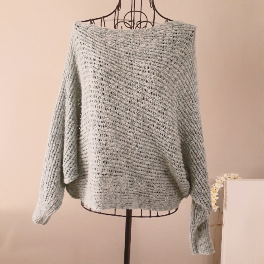 Mint color off the shoulder sweater - Picture 1 of 6